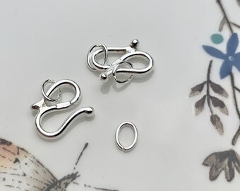 8 x 11 mm 925 スターリングシルバー フック バリクラスプ 金具 本物の