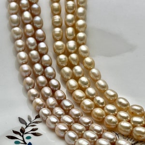 6x7-8 mm AA Champagne or Gold Rice Oval Freshwater Pearl Beads Genuine Gold or Champagne Color Rice Freshwater Pearls #P2024