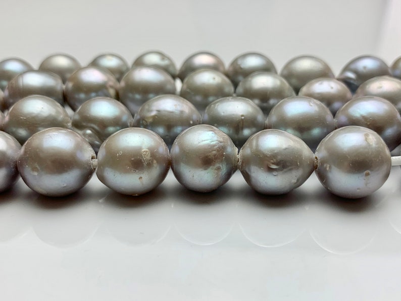 #1138 12-14 mm Large Hole Gray Baroque Pearl 2.2 mm Hole Rare Edison Pearl Jumbo Baroque Pearl Genuine Freshwater Pearls