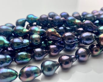 6.5-8x8-11 mm AAA Rainbow Peacock Edison Baroque Freshwater Pearl Tear Drop Shape Bead Genuine High Luster Top Quality Edison Pearls #P1017