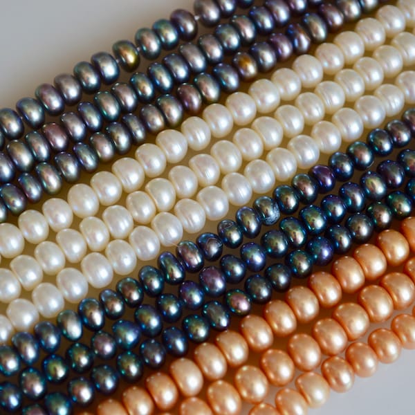 4x5-6mm & 5x6-7mm Button Rondelle Shape Freshwater Pearl Beads #865