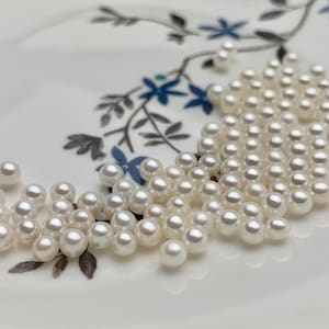 Two Pieces AAAAA 3.5-4mm High Luster Undrilled/Half Drilled/Through Drilled Tiny Freshwater Pearls Genuine Natural White Pearl Beads #P1192