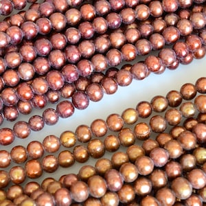 8mm Large Hole Half Strand Freshwater Pearls Round/Potato Shape 2.2mm Hole Brown/Reddish and Brown/Golddish Color #706