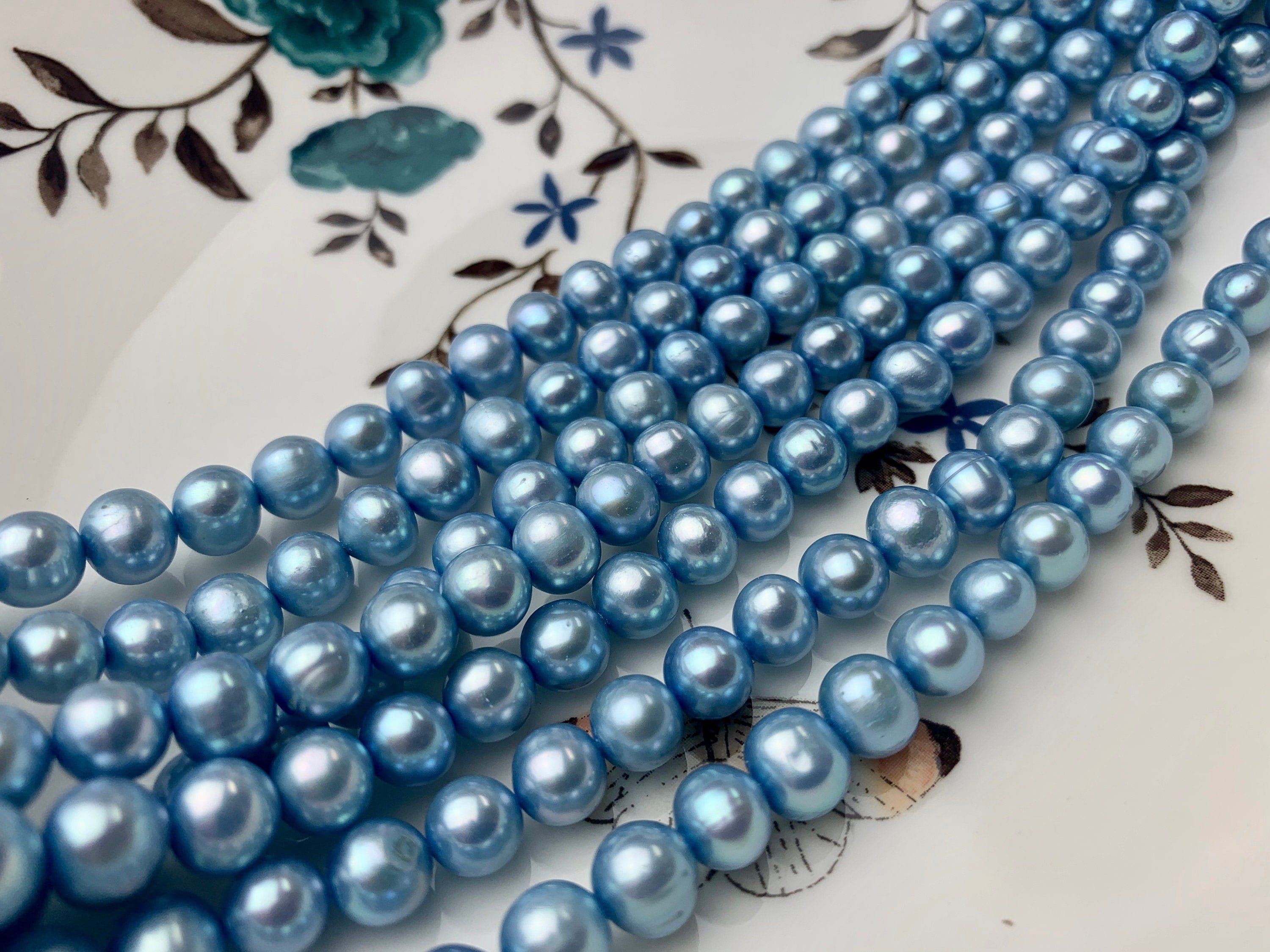 5 6mm 7 7.5mm 8mm AA Baby Blue Color Potato Freshwater Pearl Beads Genuine High Luster Sky Blue Color Freshwater Pearls P1502 Etsy