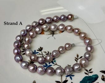 8-10 mm AAA Very Rare Natural Dark Mauve Golden Pink Freshwater Edison Baroque Pearls High Luster Purple Edison Beads #P3804