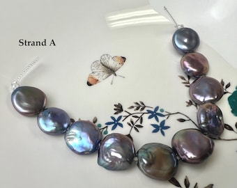 17-20 mm AA Half Strand Rainbow Peacock Round Jumbo Size Coin Freshwater Pearl 2.1mm Large Hole 10 Beads #P3800