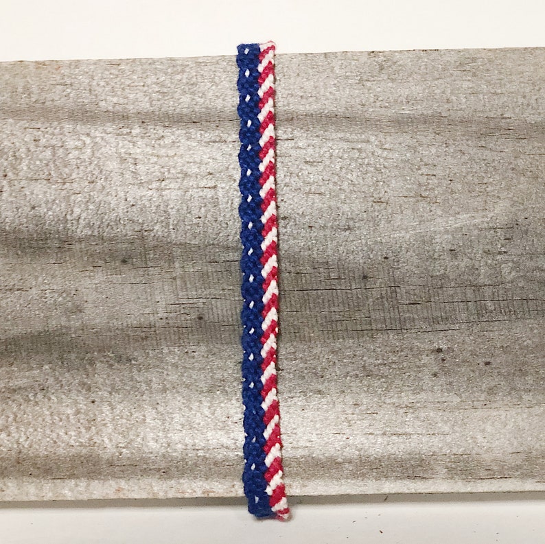 Mini American Flag Woven Friendship Bracelet Red and Blue White