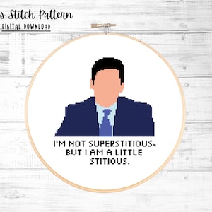 The Office Cross Stitch Pattern Michael Scott I&#39;m Not Superstitious
