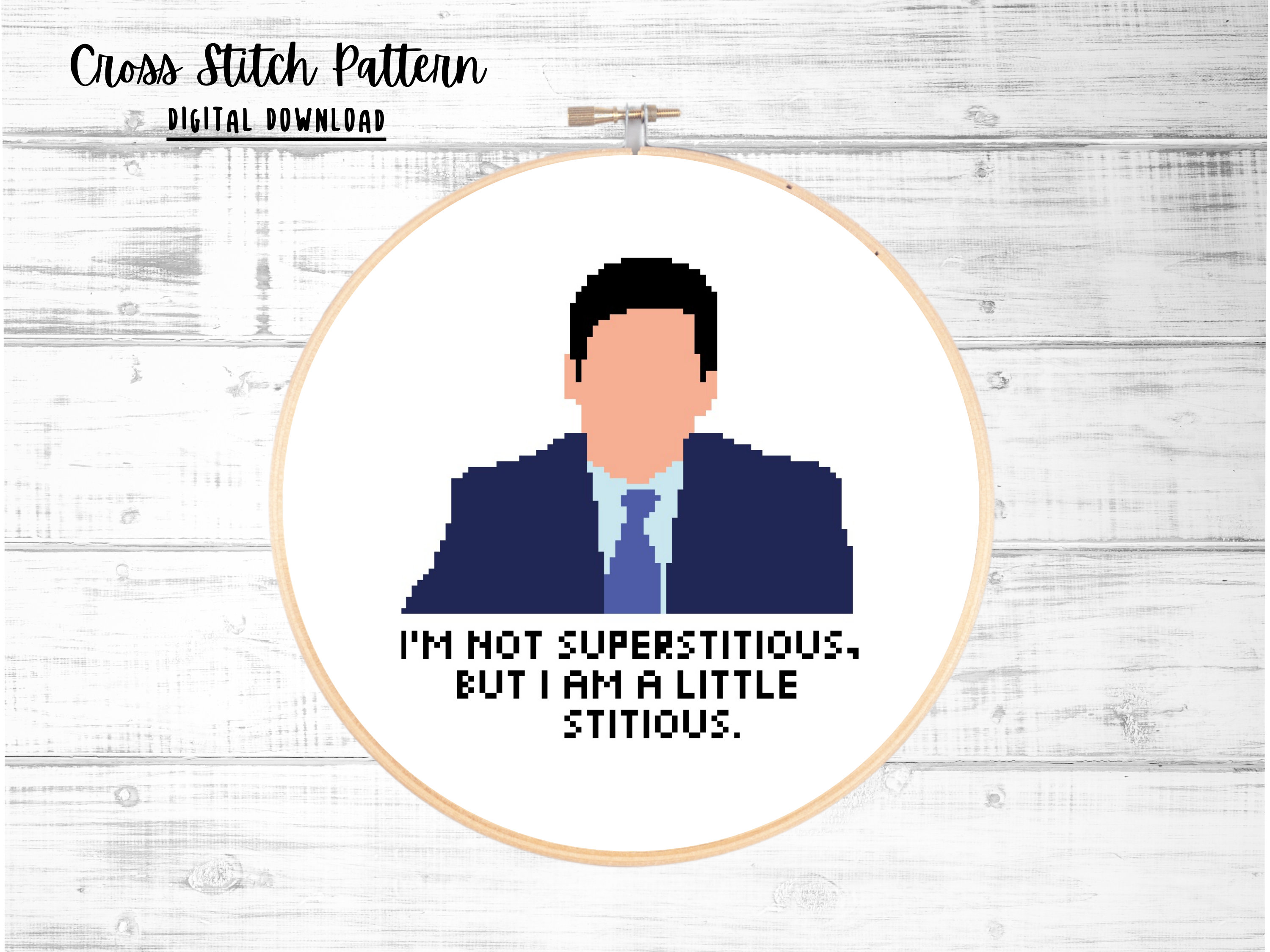 The Office Cross Stitch Pattern Michael Scott I'm Not Superstitious - Etsy