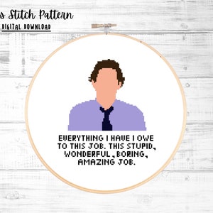 The Office Cross Stitch Pattern Jim Halpert Everything I Have I Owe to This Job