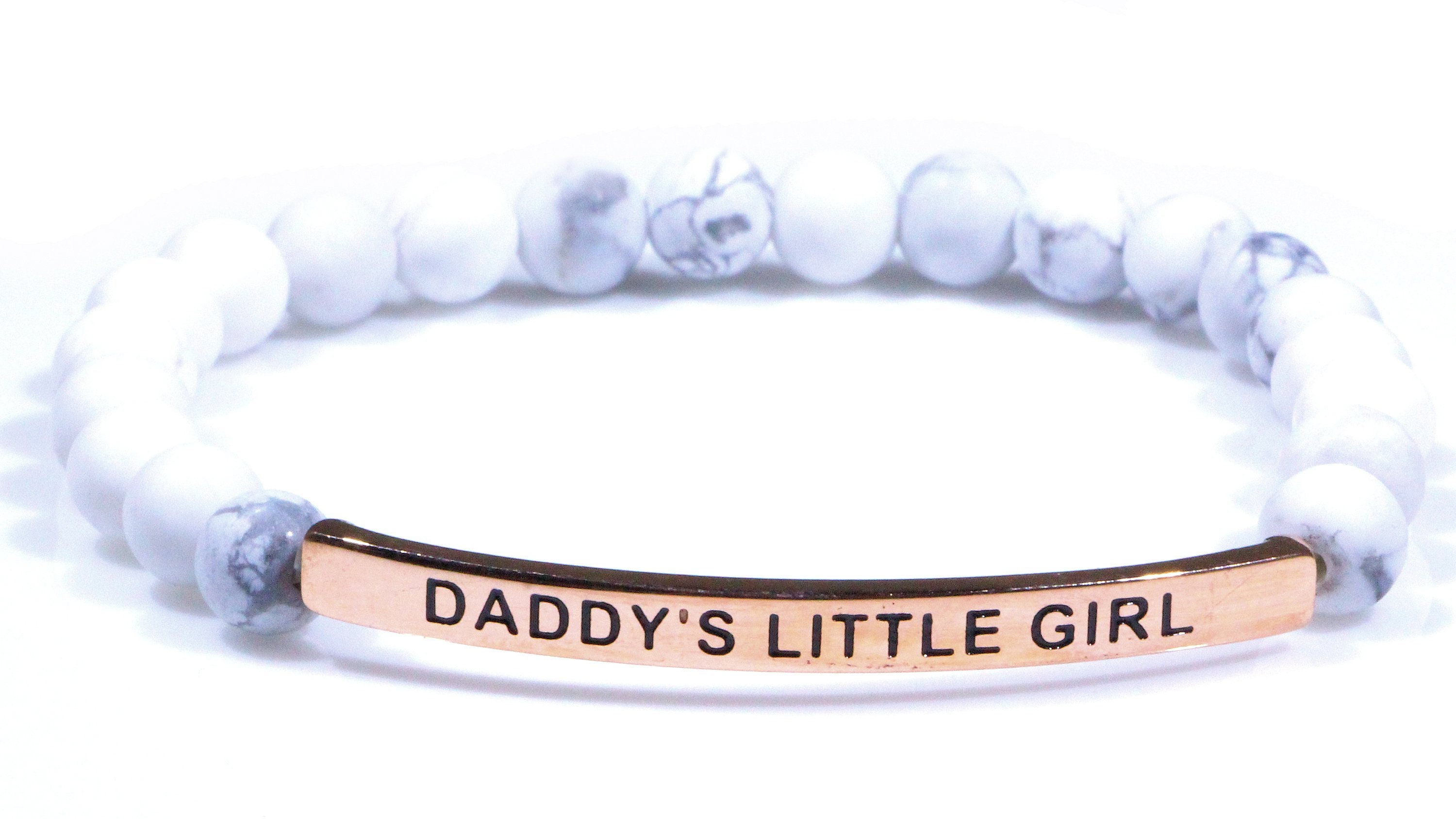Daddy's Little Girl Gemstone Bracelet Engraved Bead Etsy