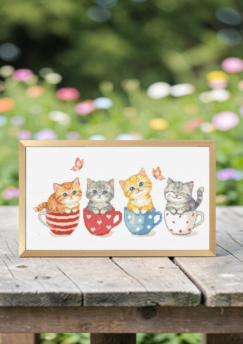 Kittens In Cups Cross Stitch Pattern Kawaii Animal Embroidery Chart kittens-in-cups-cross-stitch-pattern-kawaii-animal-embroidery-chart