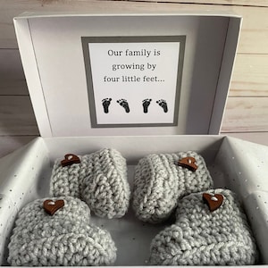 Twin Pregnancy Announcement Gift Box: Newborn Booties Reveal