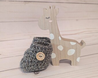 Handmade Crochet Baby Booties: Soft Gray Newborn Slippers