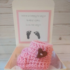 Baby Girl Pregnancy Announcement Booties Gift Box