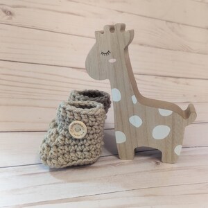 Handmade Tan Crochet Baby Booties: Newborn Gift