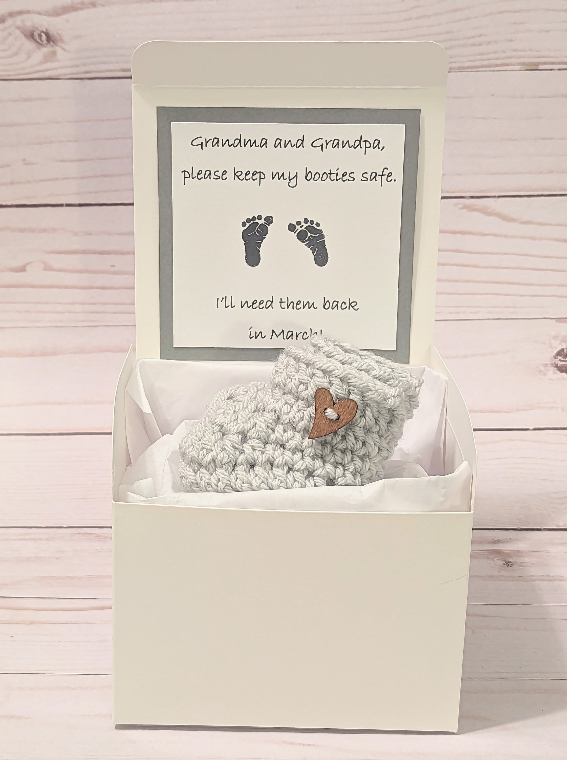 Pregnancy Announcement Grandparents Booties Parents Baby