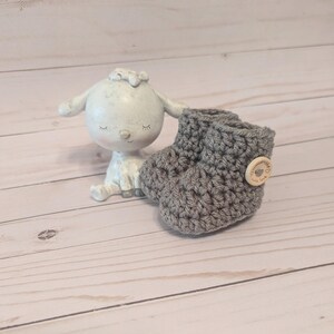 Gray Crochet Baby Booties: Newborn Gift, Handmade Slippers