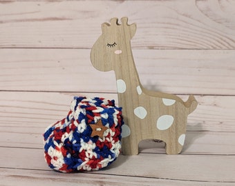Crochet Baby Booties: Red, White, and Blue Newborn Slippers