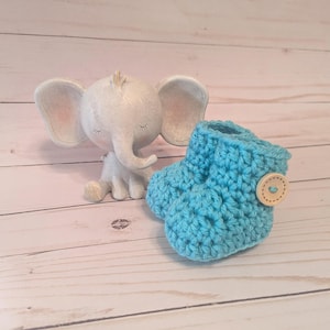 Aqua Crochet Baby Booties: Newborn Gift