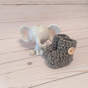 Gray Crochet Baby Booties: Newborn Gift