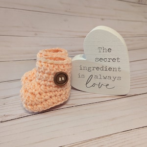 Peach Crochet Baby Booties: Handmade Newborn Gift