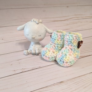 Crochet Baby Booties: Variegated Rainbow Newborn Slippers