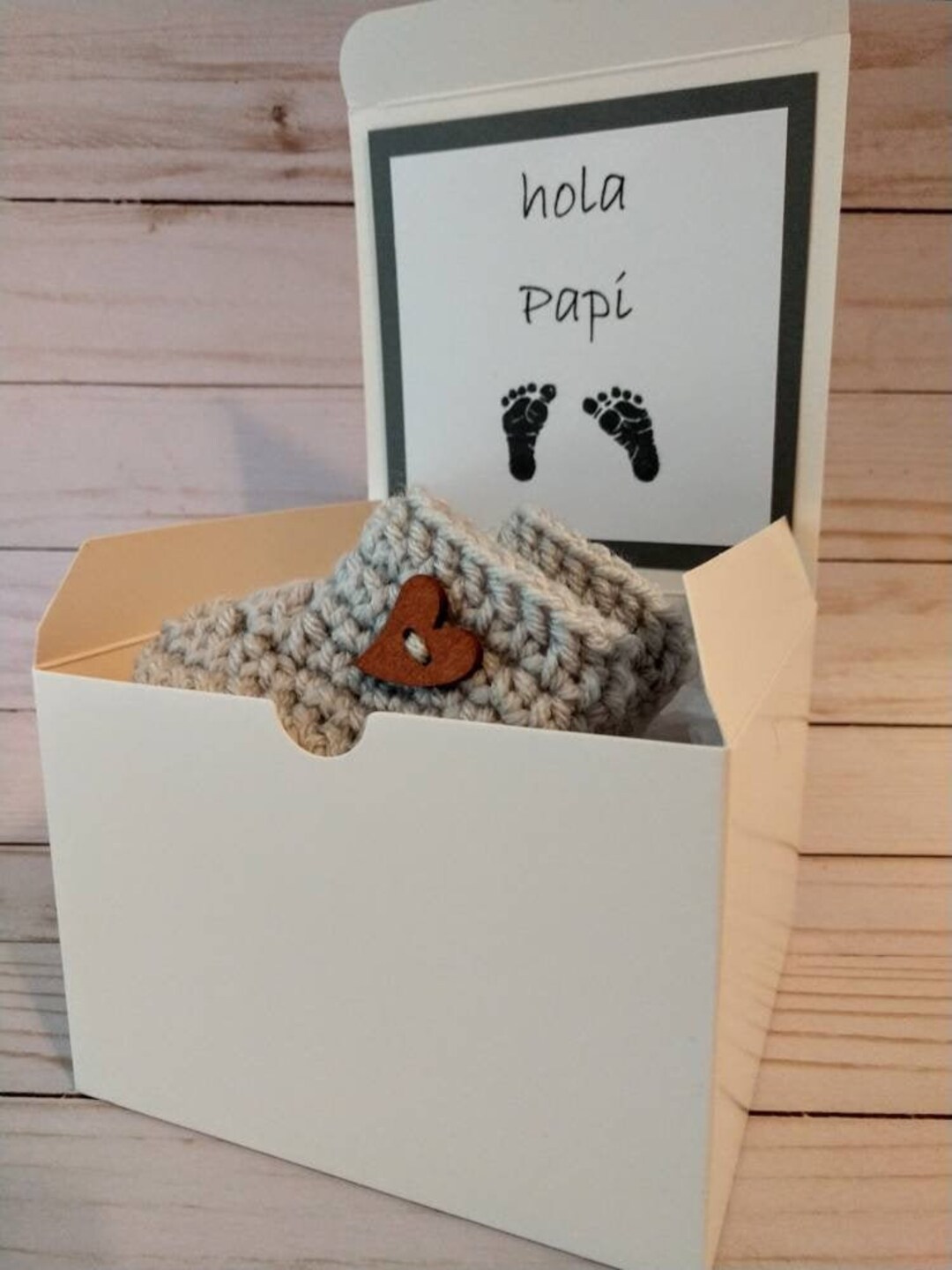 Hola Papi Pregnancy Announcement Box: Unisex Newborn Booties - Etsy