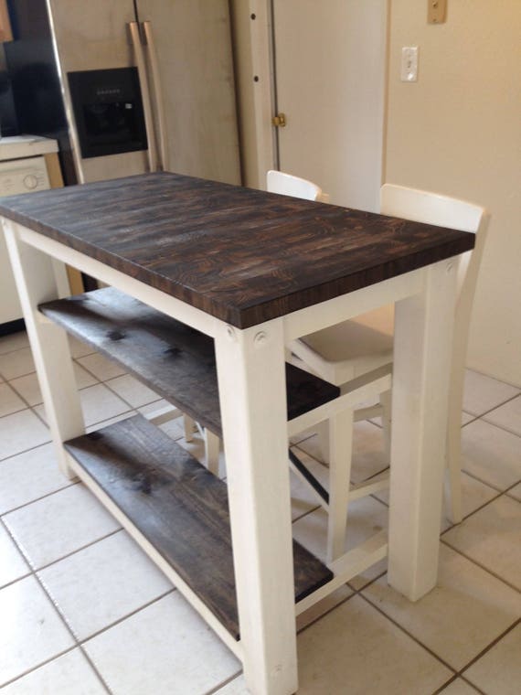 2 Half Shelves End Grain Kitchen Island Butcher Block Top Image 0