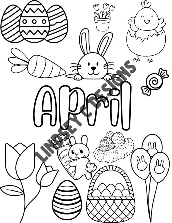 April Themes Coloring Pages