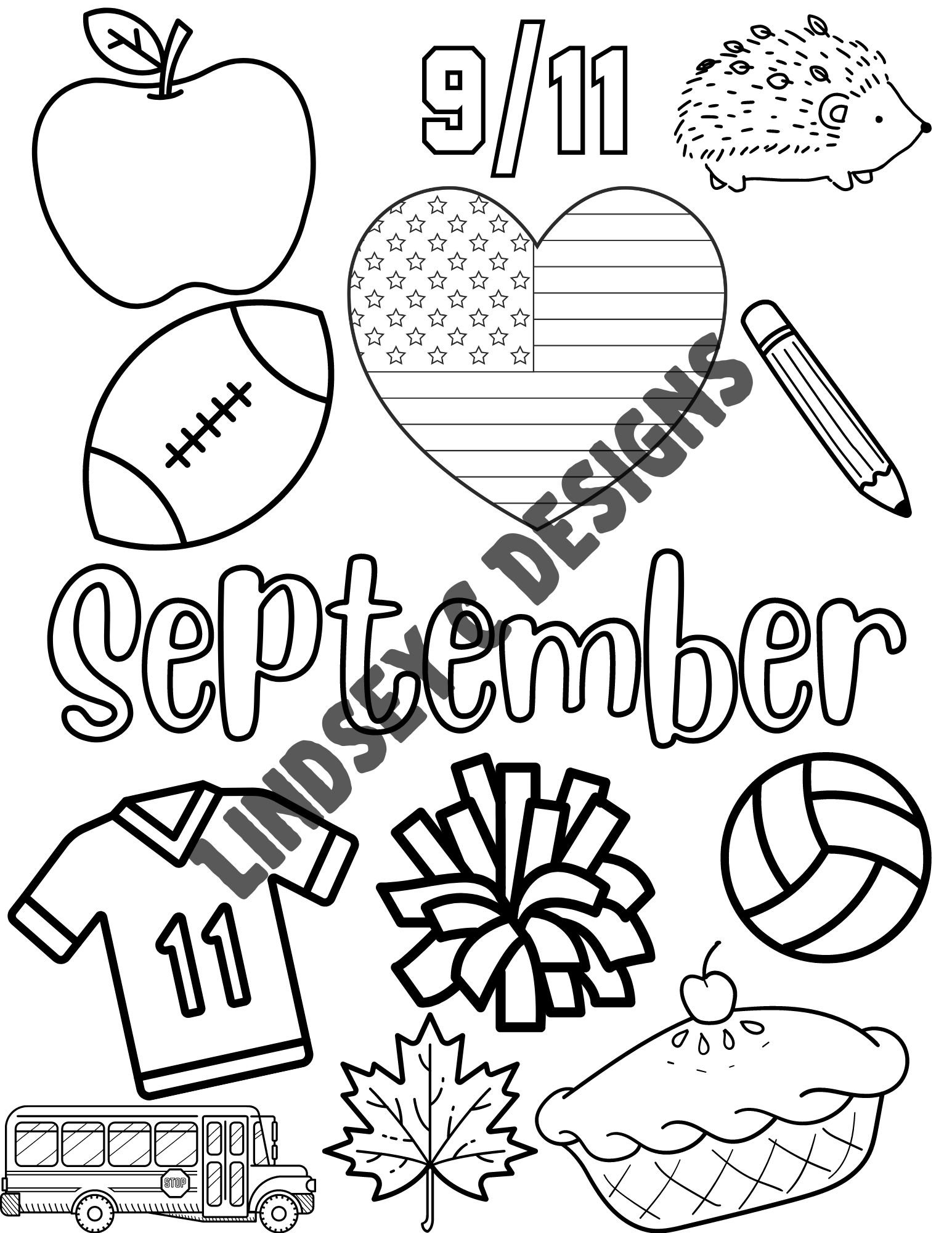 September Coloring Page - Etsy