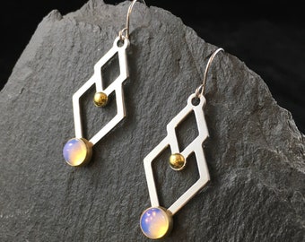 Two of Diamonds & Opalite | Drop Earrings