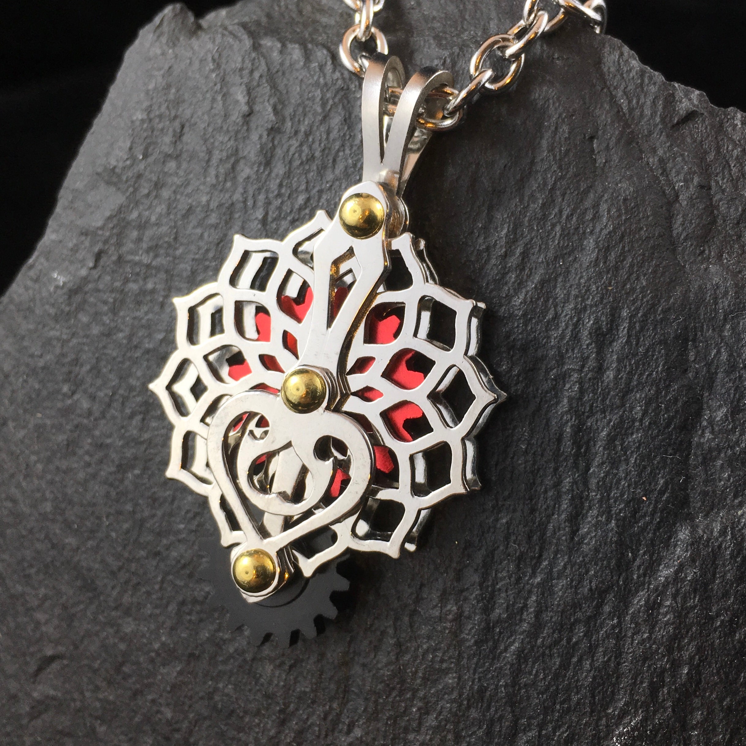 Nautilus Shell Sacred Geometry Brass Pendant Necklace - Heart Mala Yoga  Jewellery