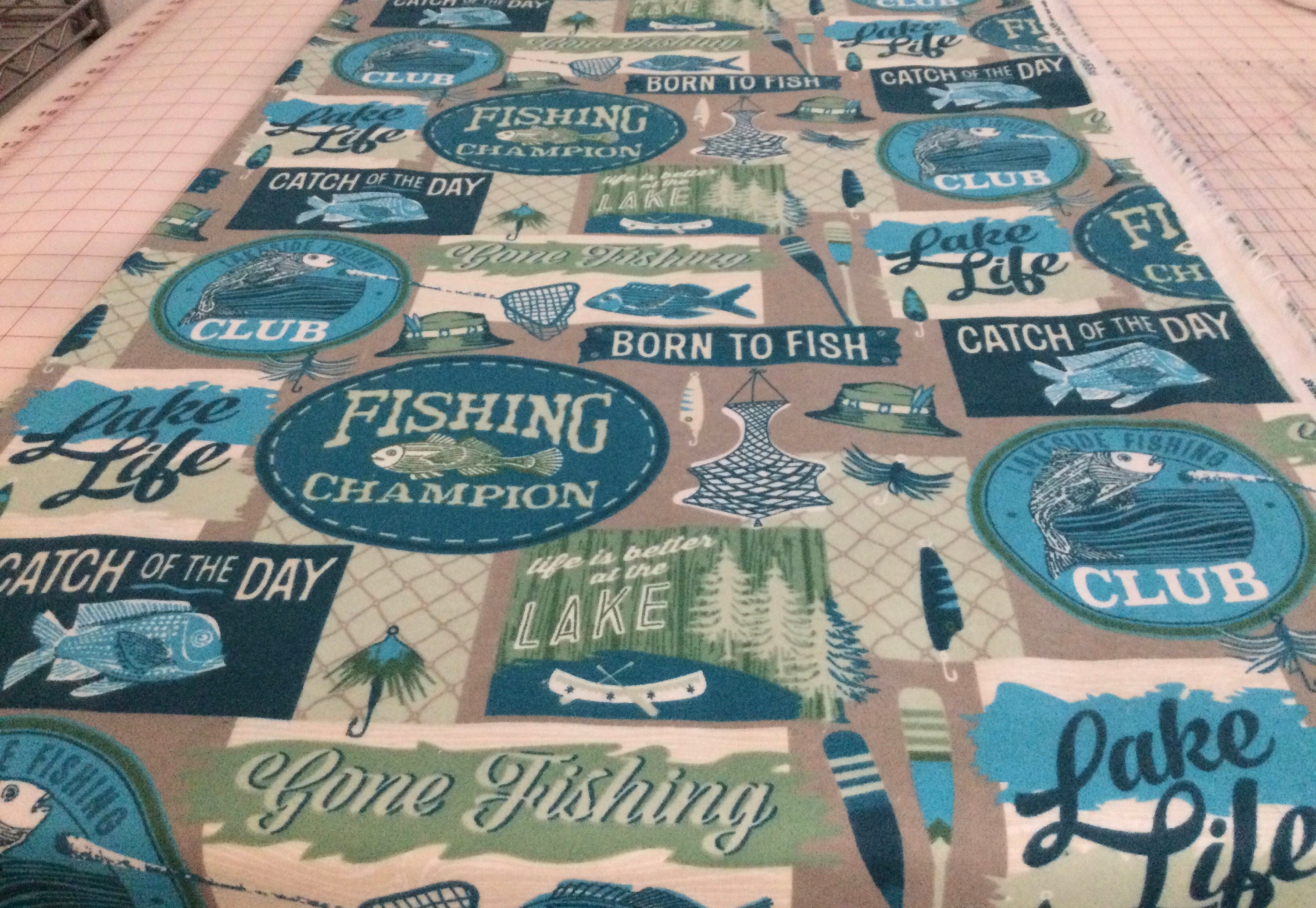 Flannel/Born to Fish Fishing theme cotton fabric by the yard Etsy