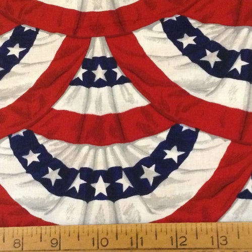 FQ/Rouge, blanc et bleu, tissu en coton à imprimé patriotique « Old Glory »