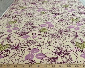Cotton Canvas/Floral theme on beige background cotton fabric