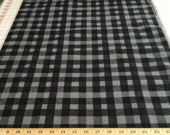 3 yards/Flannel/Black and gray plaid cotton fabric