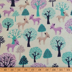 Flannel/Woodland animals on light blue background cotton fabric