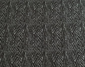 Flannel/Black and charcoal gray chevron cotton fabric