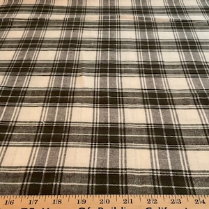 3 yards/Flannel/Brown, olive green, beige plaid cotton fabric