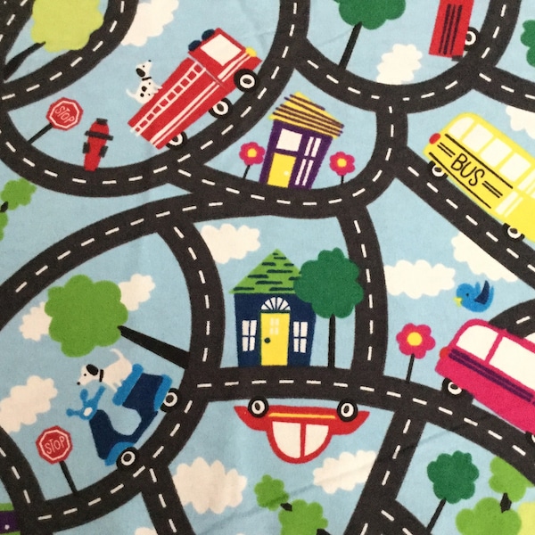 Flannel/Cars/Bus/Scooter cotton fabric