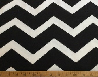 Flannel/Wide Black and white chevron print cotton fabric