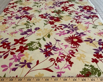 Cotton Canvas/Floral theme on beige background cotton fabric