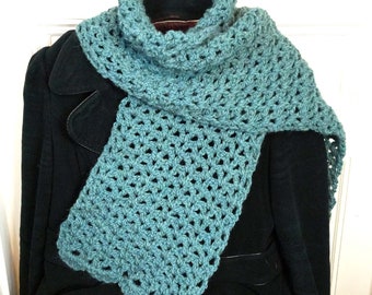 Chunky Crocheted Scarf - Alpaca Scarf - 140cm x 30cm