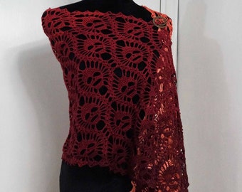 Crocheted Skull Wrap - large rectangular skull shawl - colour-changing skull wrap