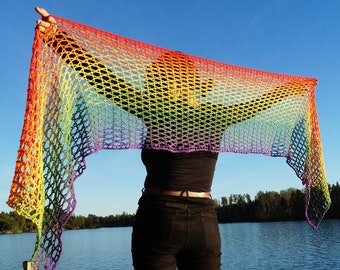 Hexagon Wrap - Lacy Crocheted Wrap - Lacy Hexagon Shawl - Crocheted Scarf