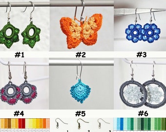 Crocheted earrings - 2 shades - different designs, lots of colours