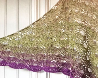 Large Crocheted Shawl - lace shawl - colour-changing Virus shawl - Lace wrap - spring shawl - summer shawl