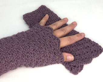 Chauffe-poignets au crochet - Gants chauffe-poignets en dentelle au point coquille - Gants en alpaga