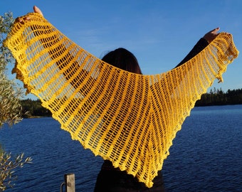 Crescent Shawl - Lacy Crocheted Shawl - Lacy Crescent Shawl - Wild Wheat Shawl